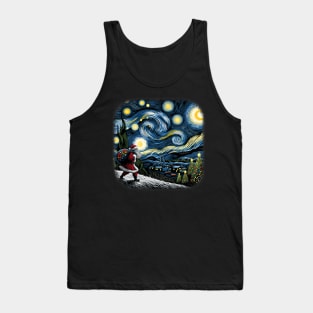 Van Gogh Starry Night Santa Christmas Winter Snowy Night Tank Top